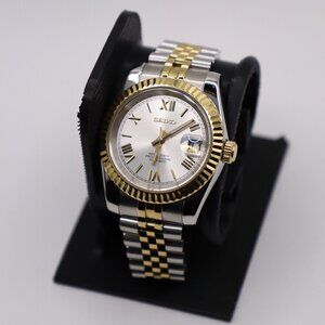 Hand-Built Seiko Mod | Two-Tone Gold & Steel | Silver Dial | NH35 Automatic
